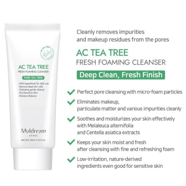 Muldream, AC Tea Tree Fresh Foaming Cleanser, Cleanser, Cleanser, Oily Skin