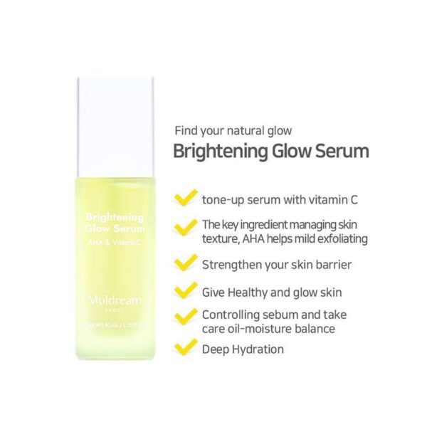 Muldream, Brightening Glow Serum (AHA, VITAMIN C), Dryness, Normal Skin
