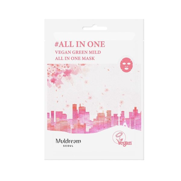 Muldream, Vegan Green Mild All in One Mask, Face Mask, Dryness, Face Mask