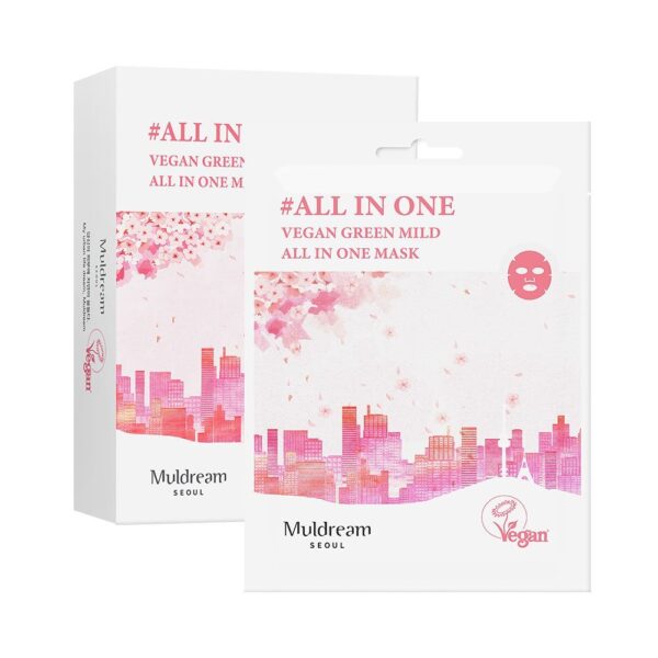 Muldream, Vegan Green Mild All in One Mask, Face Mask, Dryness, Face Mask