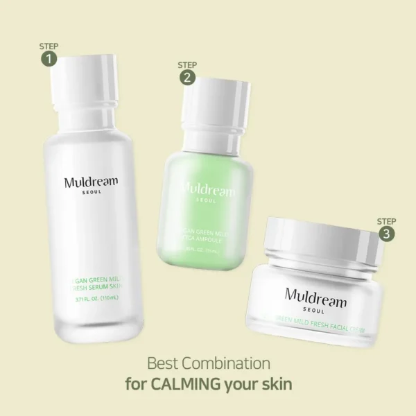 Muldream, Vegan Green Mild CICA Ampoule, Acne, Dryness