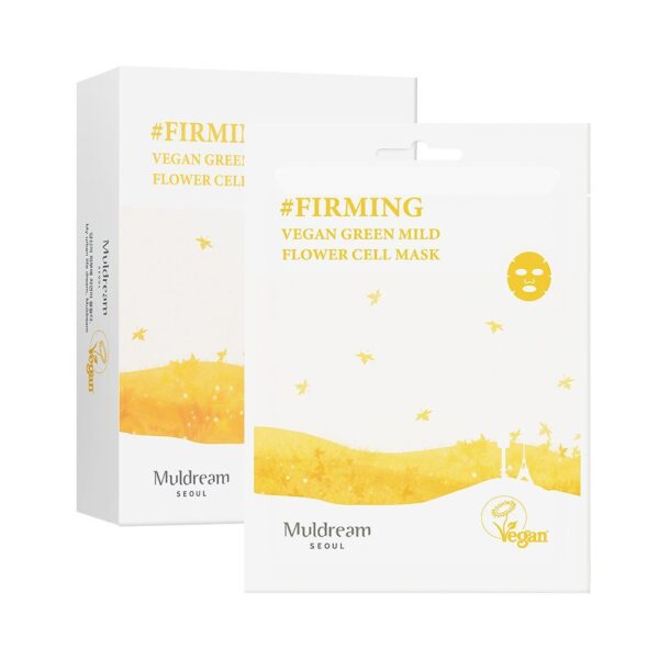 Muldream, Vegan Green Mild Flower Cell Mask, Face Mask, Acne, Dryness