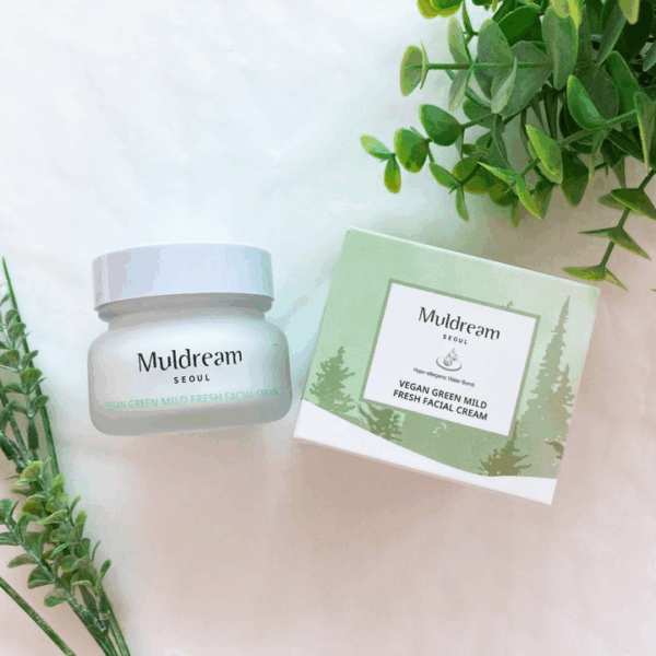 Muldream, Vegan Green Mild FRESH Facial Cream, Face Cream, Acne, Face Cream