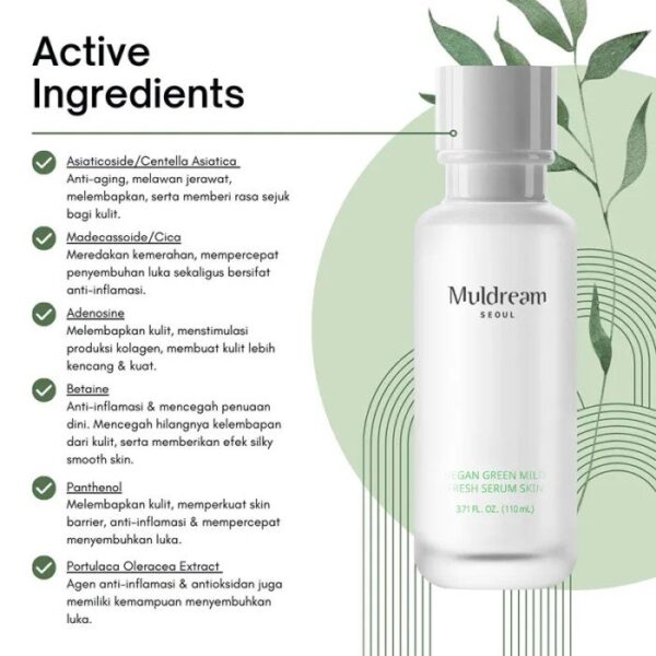 Muldream, Vegan Green Mild FRESH Serum Toner, Serum, Acne, Mist