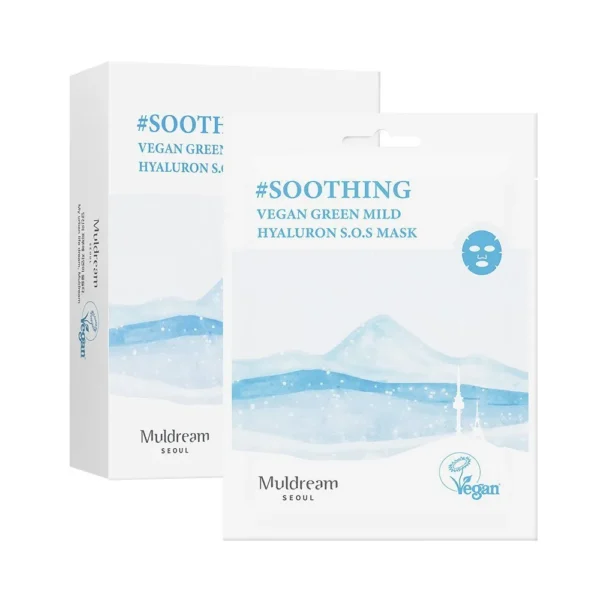Muldream, Vegan Green Mild HYALURON S.O.S Mask, Face Mask, Dryness, Face Mask