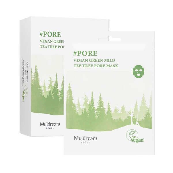 Muldream, Vegan Green Mild Tea Tree Pore Mask, Face Mask, Acne, Face Mask